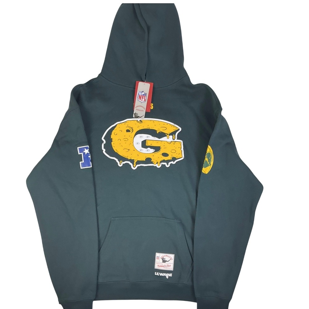 Mitchell & Ness Lil Wayne Packers Hoodie Green Bay NFL Throwback Mens XL - Picture 5 of 16